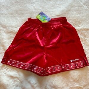 Lotto soccer athletic satin silky shorts retro vintage XL red NWT